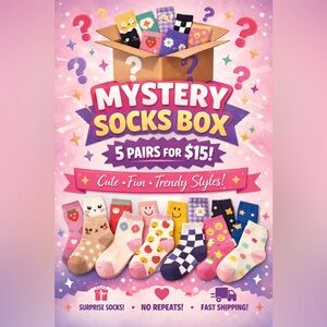 Mystery Socks Box - Fun and Trendy Styles $15 for 5